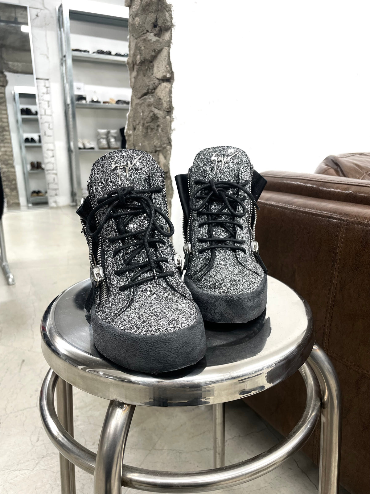 Giuseppe Zanotti Silver Glitter Shoes