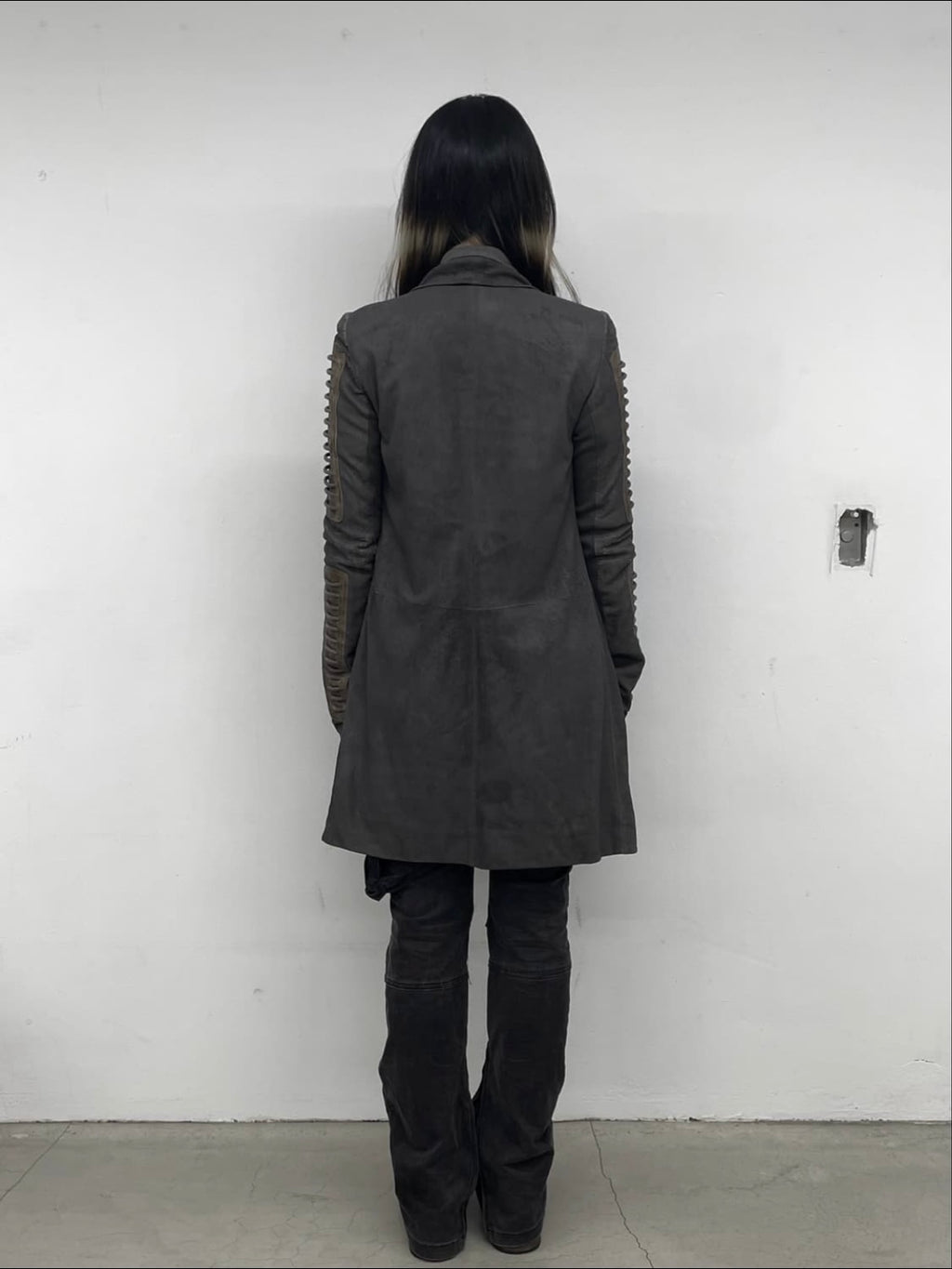 Rick Owens FW10 “GLEAM” HIGH NECK LEATHER COAT (42)