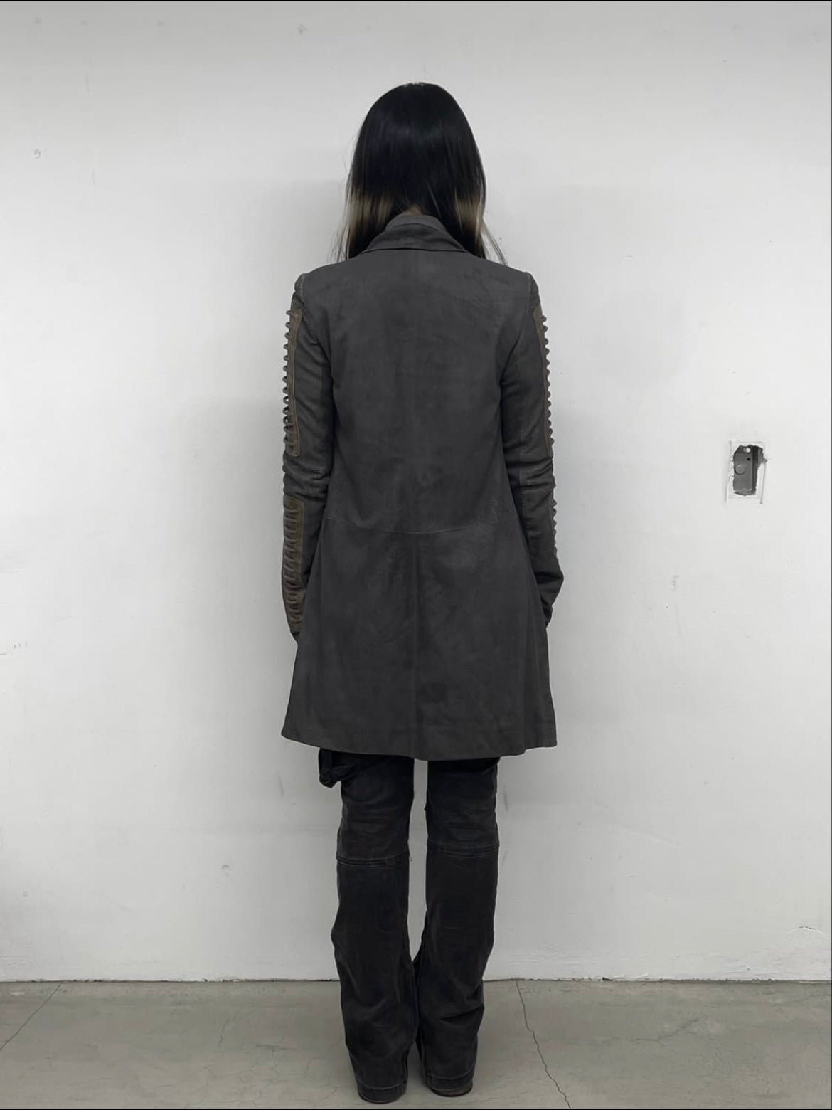 Rick Owens FW10 “GLEAM” HIGH NECK LEATHER COAT (42)
