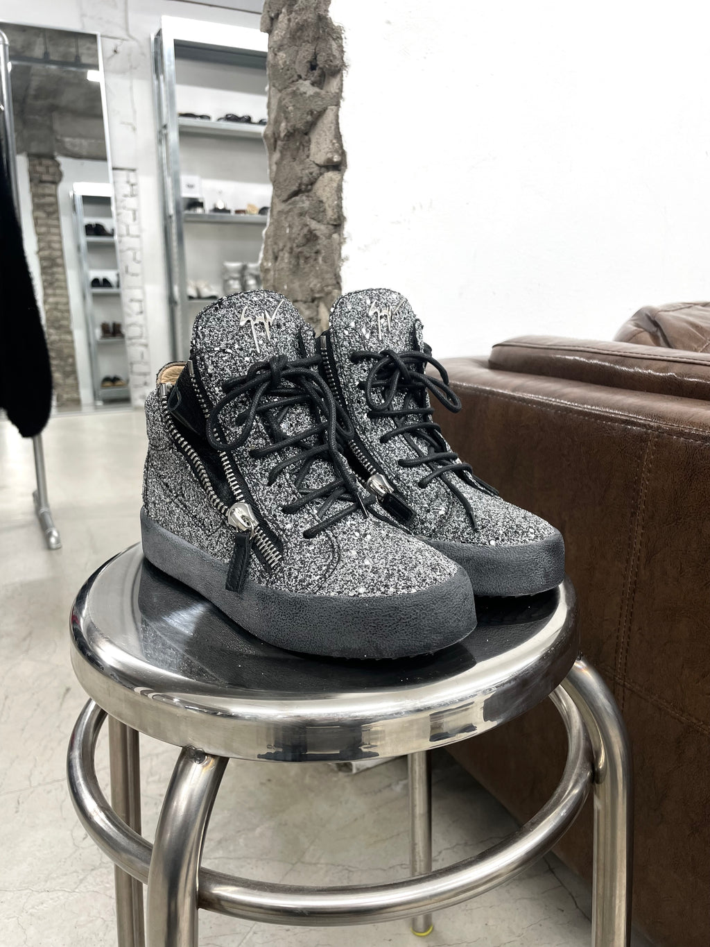 Giuseppe Zanotti Silver Glitter Shoes