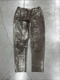 JEAN PAUL GAULTIER 00‘s SILVER COATED PIN STRIPE PANTS (42)