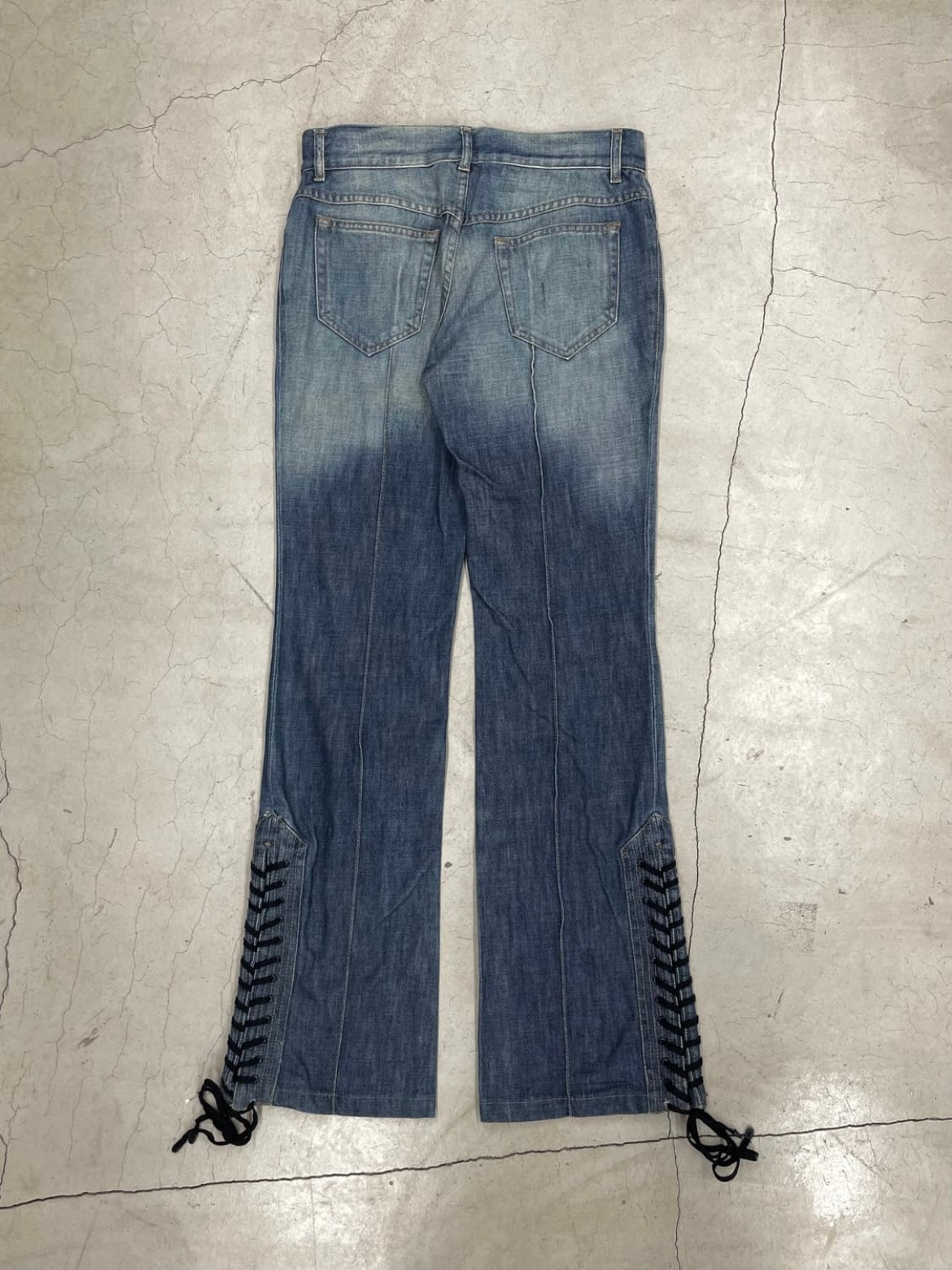 Alexander Mcqueen SS05 laced up flare fit Denim Pant (40)