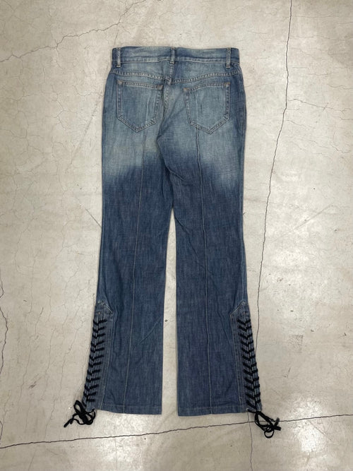 Alexander Mcqueen SS05 laced up flare fit Denim Pant (40)