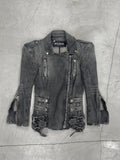 BALMAIN 2010s/s decarnin 
padded shoulder denim biker jacket