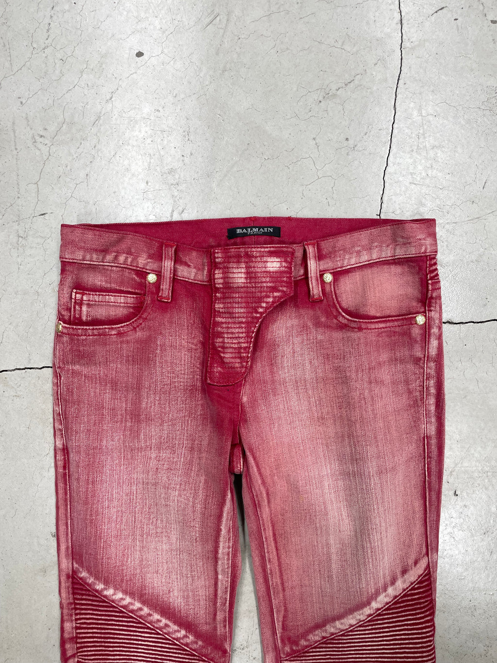 Balmain 2013 Red Washed Biker Pant (34)