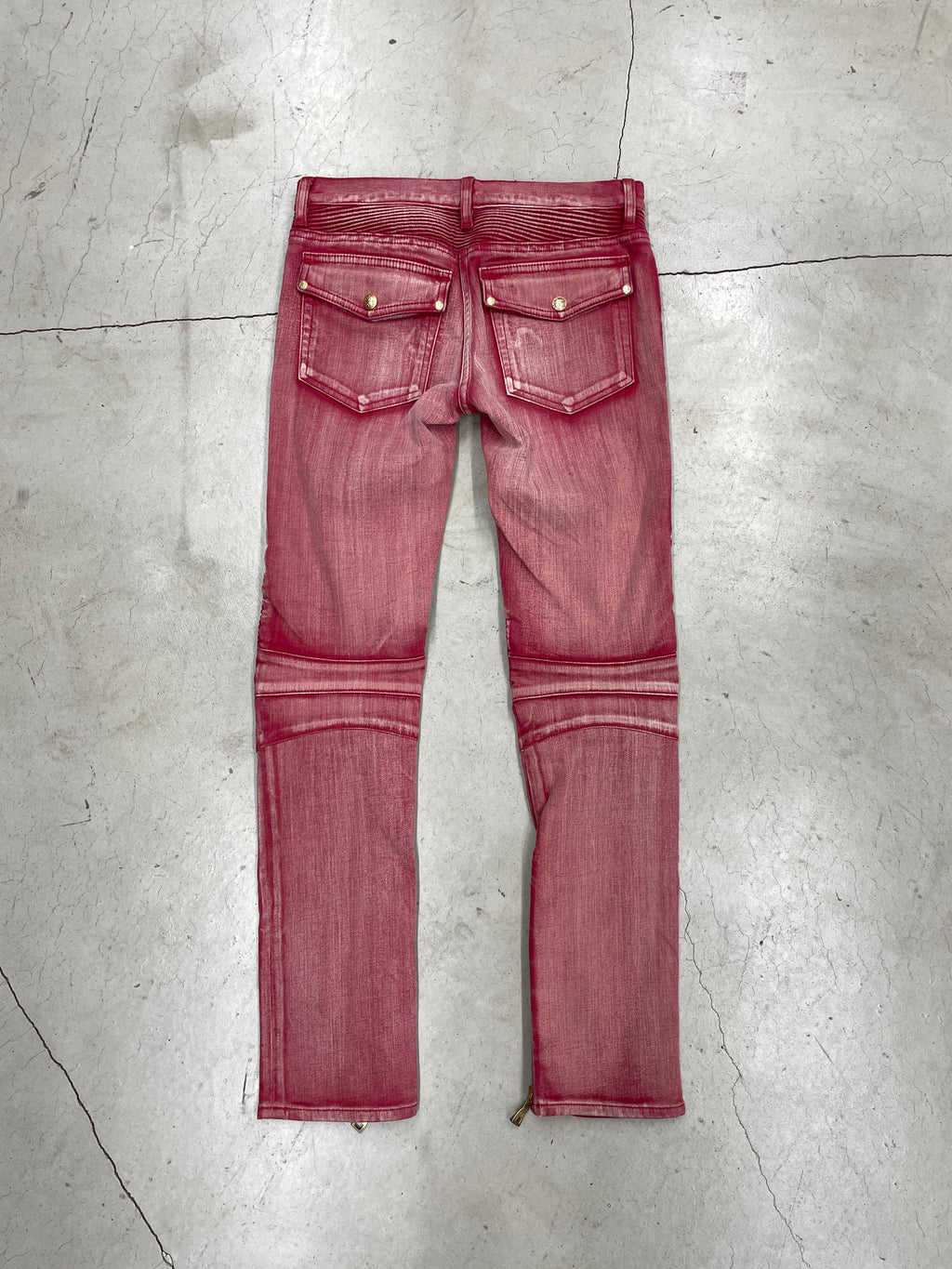 Balmain 2013 Red Washed Biker Pant (34)