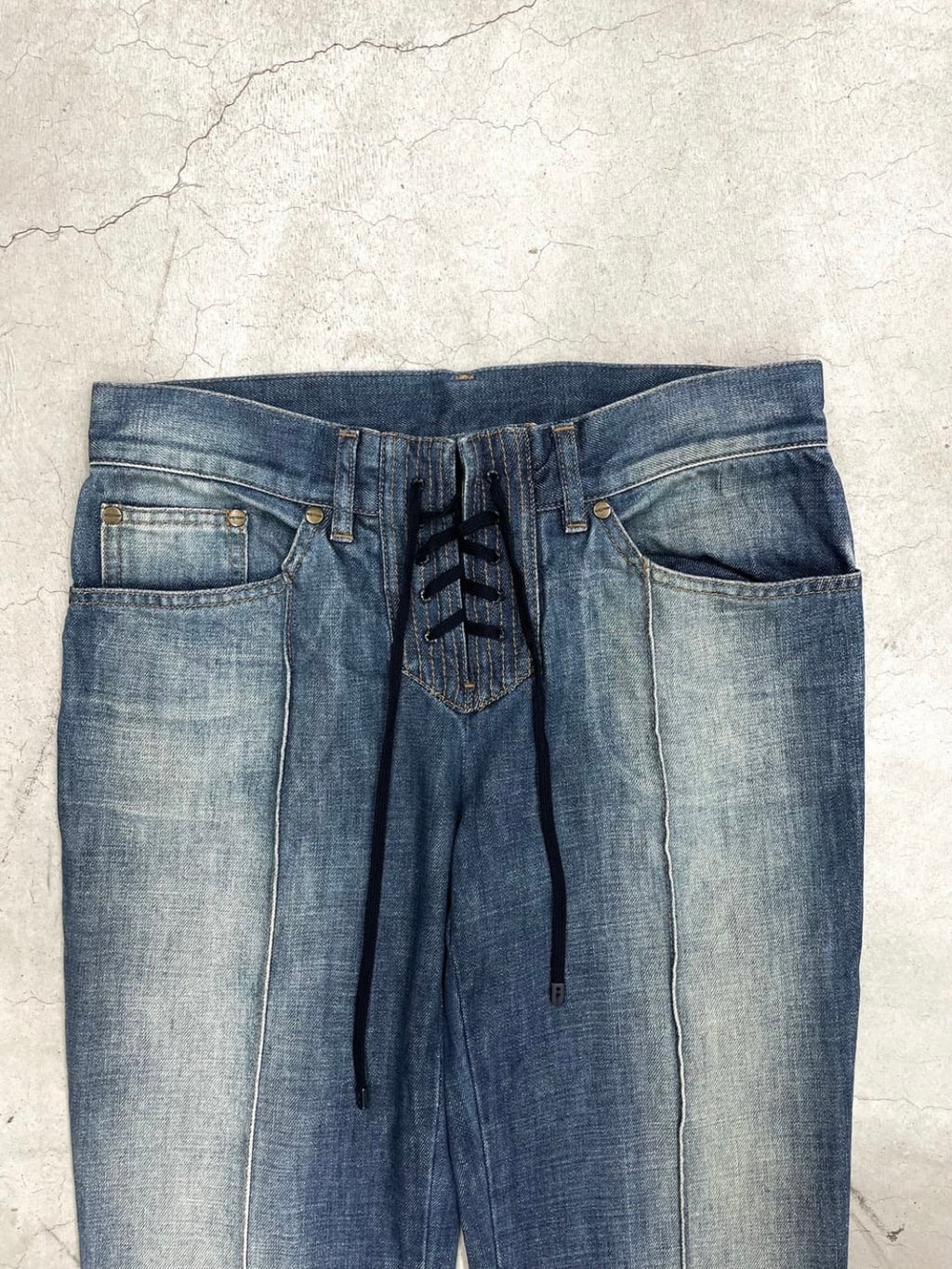 Alexander Mcqueen SS05 laced up flare fit Denim Pant (40)
