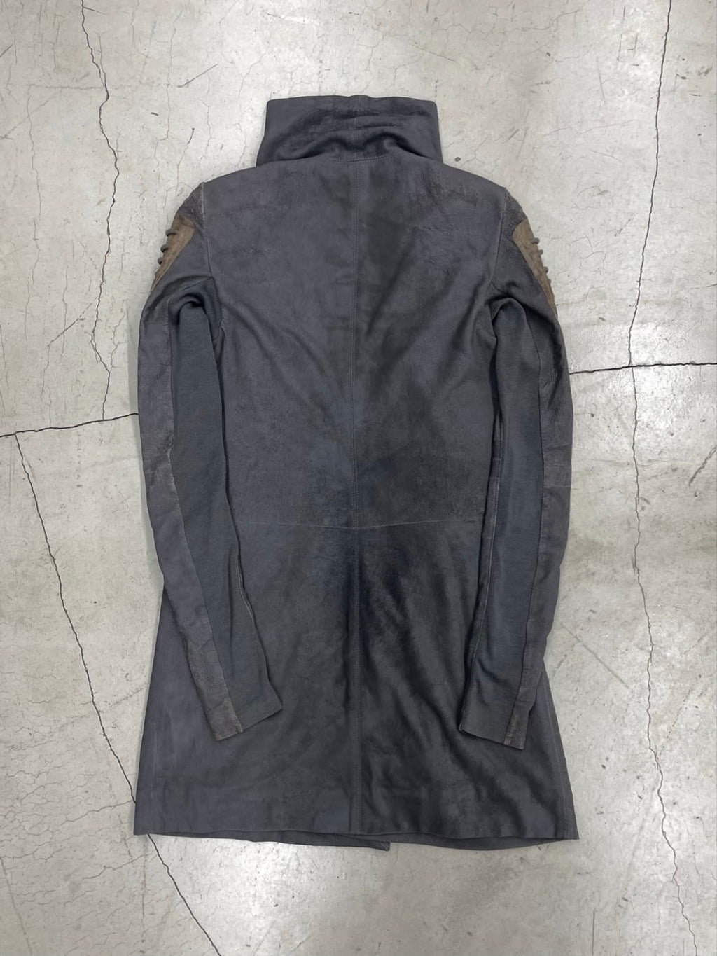 Rick Owens FW10 “GLEAM” HIGH NECK LEATHER COAT (42)