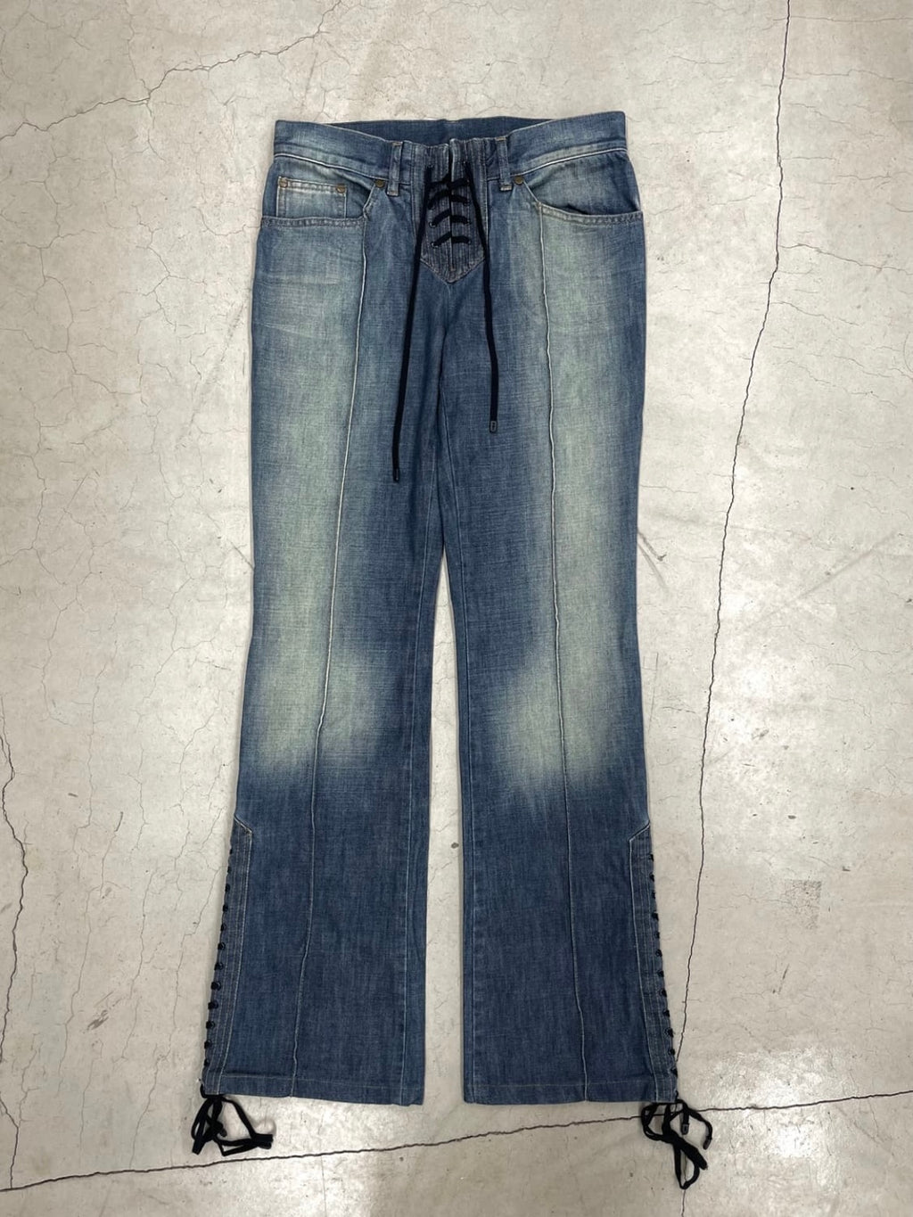 Alexander Mcqueen SS05 laced up flare fit Denim Pant (40)