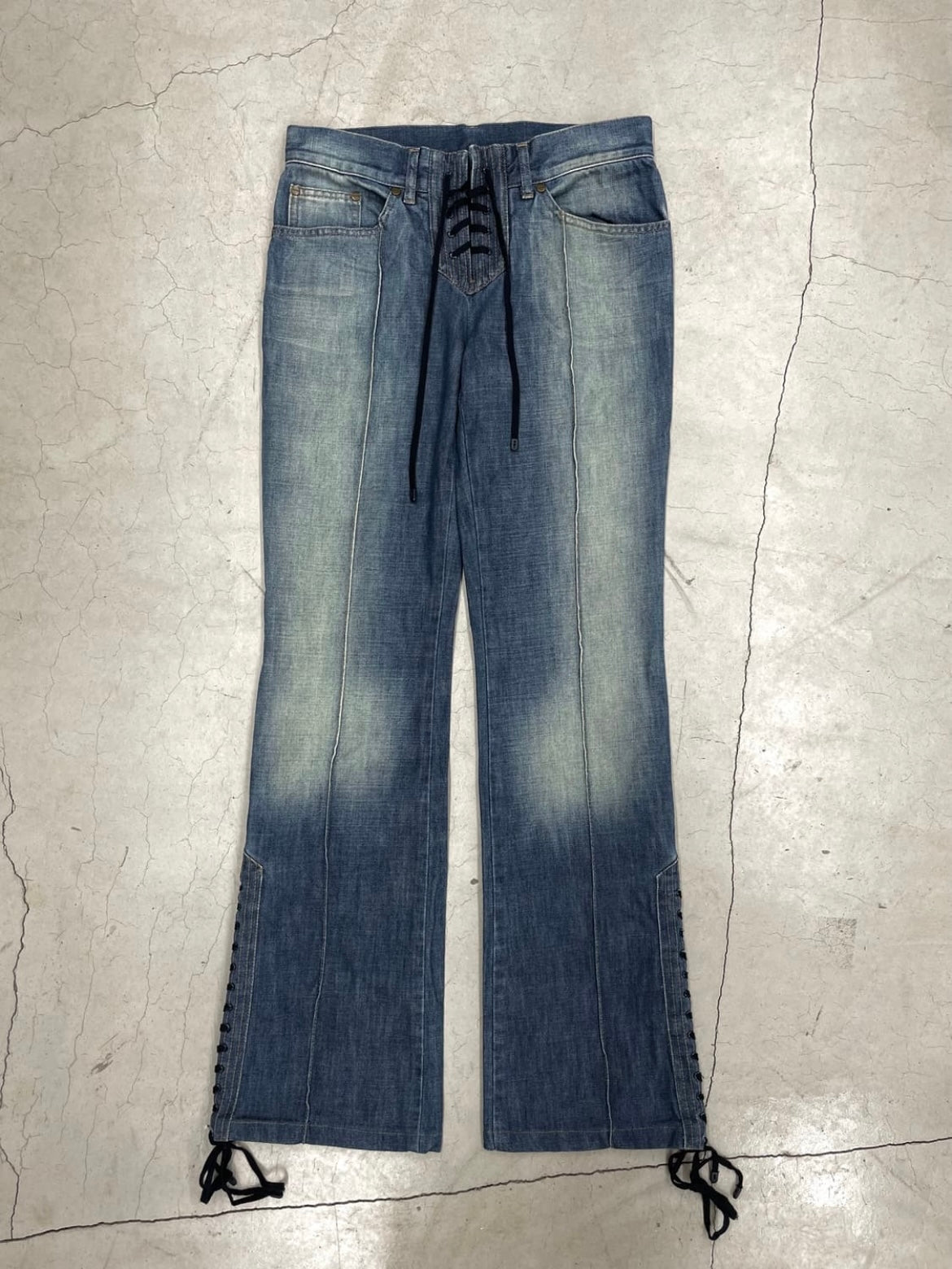 Alexander Mcqueen SS05 laced up flare fit Denim Pant (40)