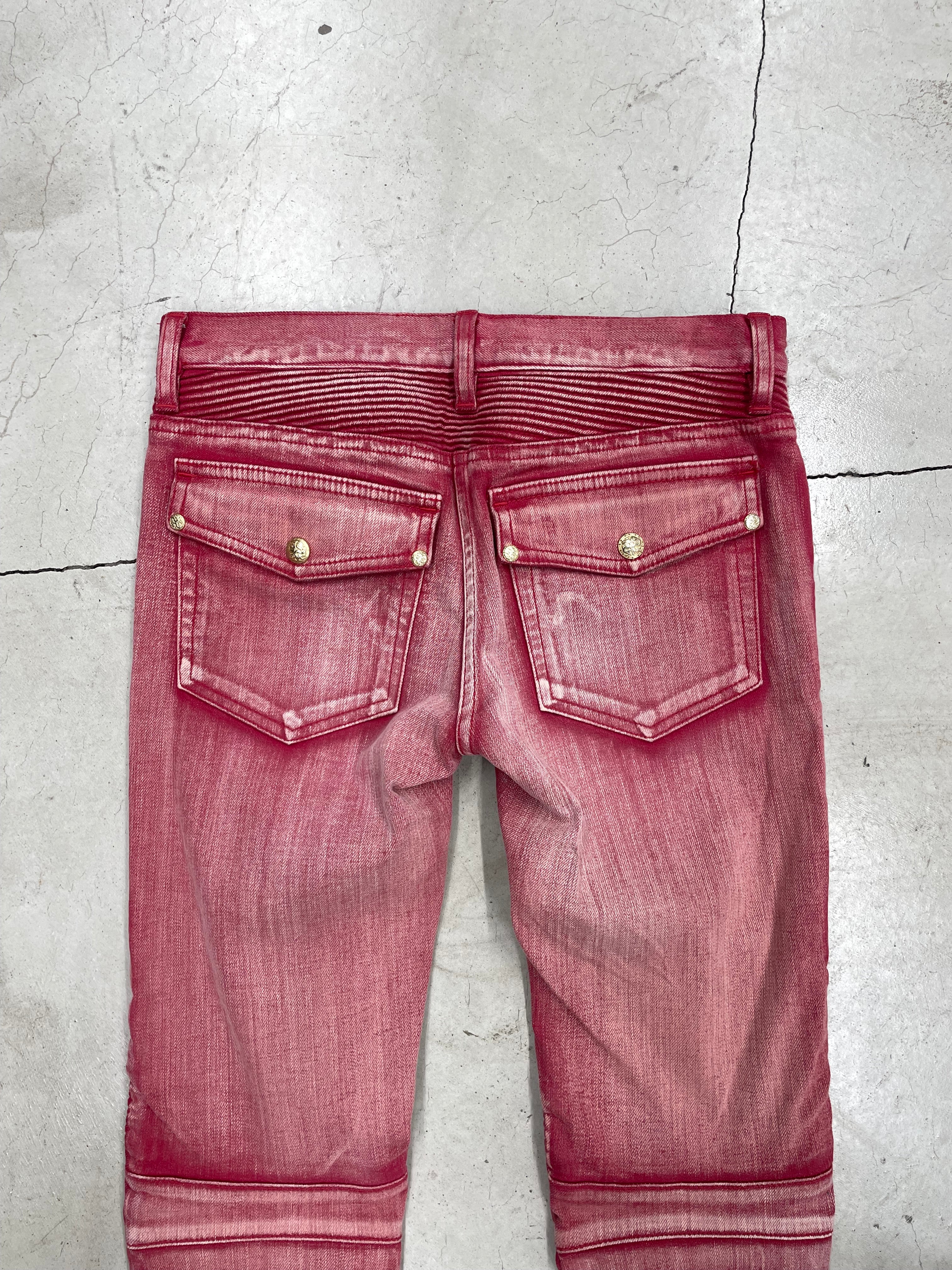 Balmain 2013 Red Washed Biker Pant (34)