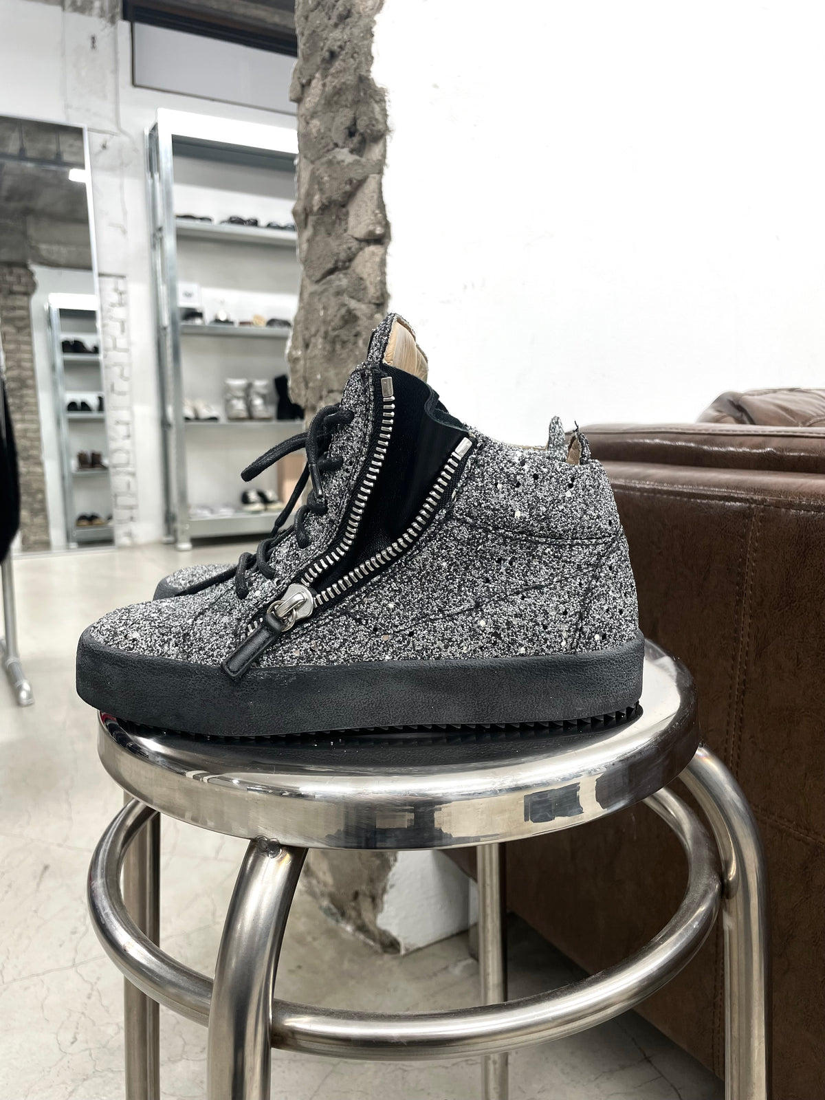 Giuseppe Zanotti Silver Glitter Shoes