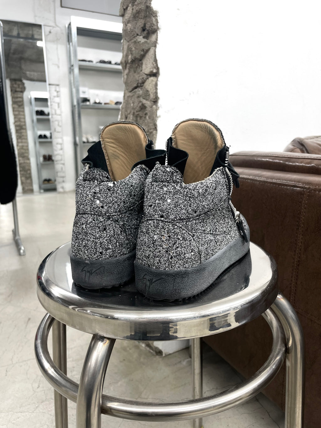 Giuseppe Zanotti Silver Glitter Shoes