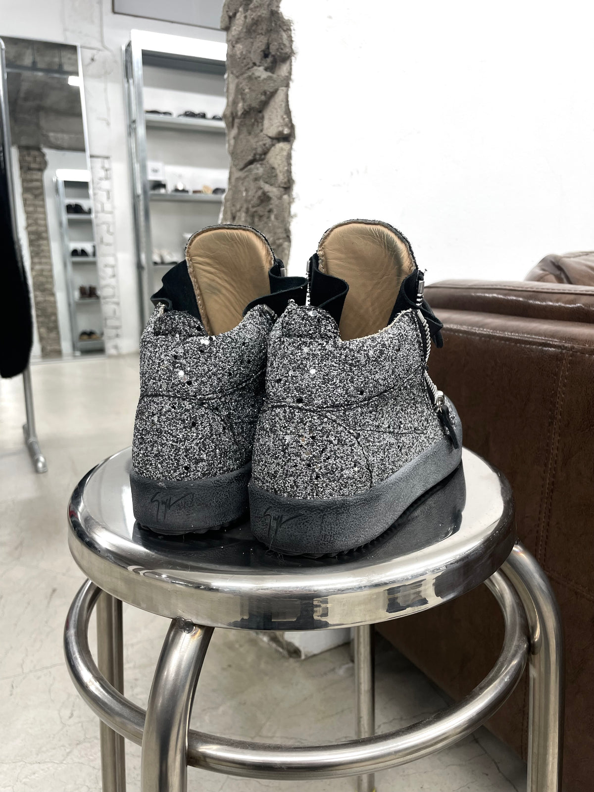 Giuseppe Zanotti Silver Glitter Shoes