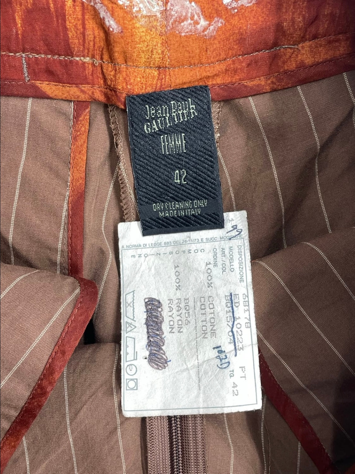 JEAN PAUL GAULTIER 00‘s SILVER COATED PIN STRIPE PANTS (42)
